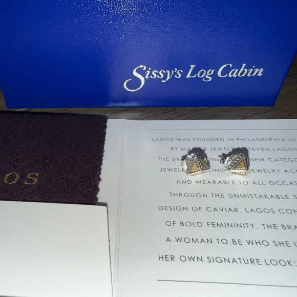 LAGOS Two-Tone Pyramid Stud Earrings - Picture 2 of 3